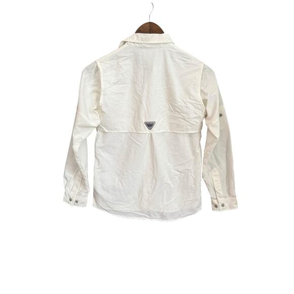 Columbia PFG Boys Long Sleeve Vented Button-Up Shirt Size M (10/12) Cream - Picture 2 of 7